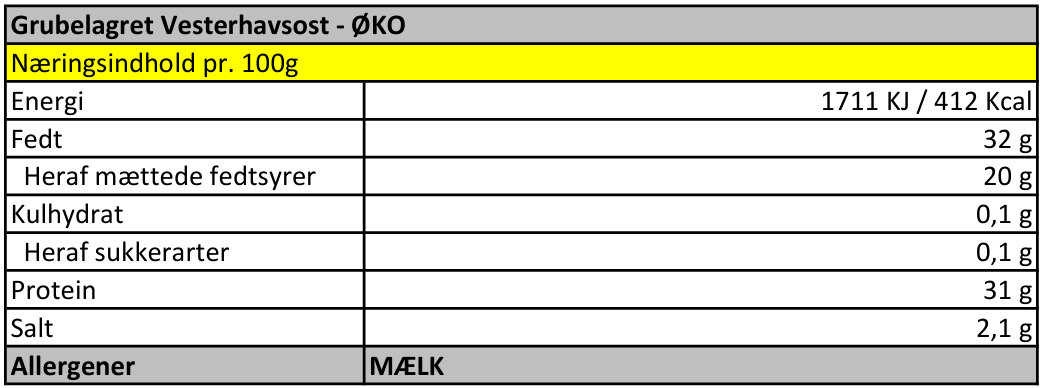 Grubelagret Vesterhavsost - ØKO